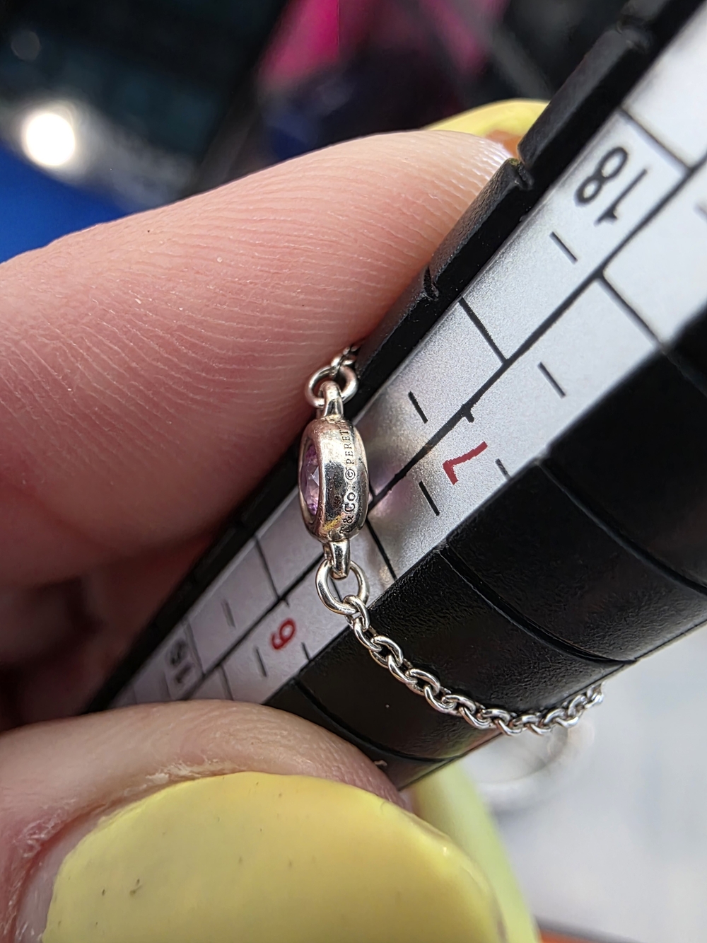 Tiffany & Co. Sterling Silver Pink Sapphire By The Yard Ring - Picture 3 of 3